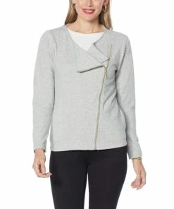 Wholesale 😍 IMAN Global Chic French Terry Moto Jacket Eggplant 🥰