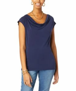 Best Pirce ✨ IMAN Global Chic Drape-Front Inset Top Cream 🛒