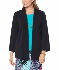 Hot Sale 😍 IMAN Global Chic Drapey Knit Open Front Topper Bright Green 🎉