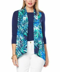 Deals 🎉 IMAN 2-Way Printed Scarf Vest Camel Multi Palm 🤩