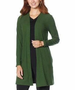 Best Sale ✨ IMAN Comfy Chic Ribbed Hacci Knit Duster Cardigan Black 🛒