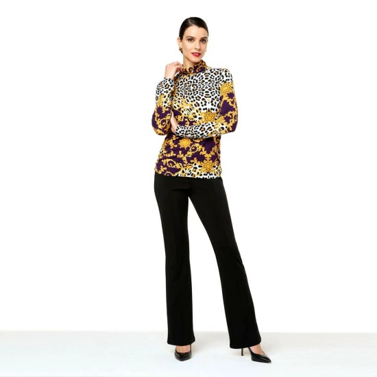 Wholesale 😍 IMAN Global Chic Printed Turtleneck With Shirred Detail Evergreen Scroll 👍 - Image 7