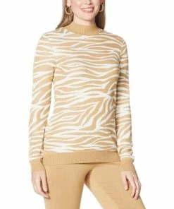 Brand new 🥰 IMAN Global Chic Animal Print Mock Neck Pullover Sweater Black Tiger ✨