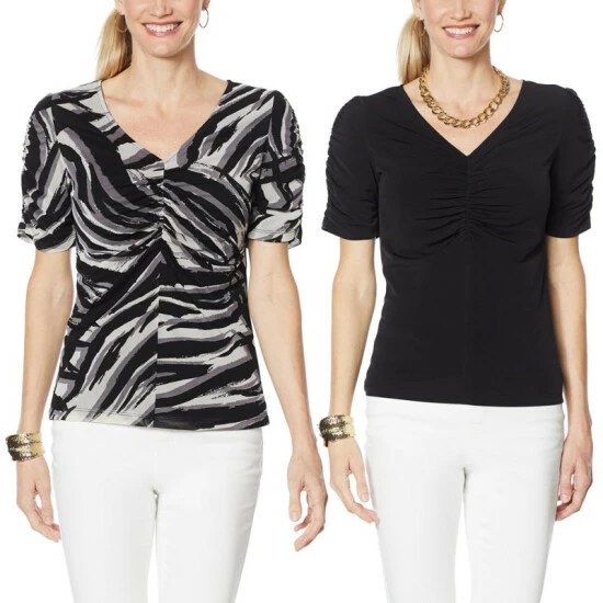 Flash Sale 👍 IMAN Global Chic Reversible Knit Top With Shirred Details Fuchsia ⌛ - Image 5