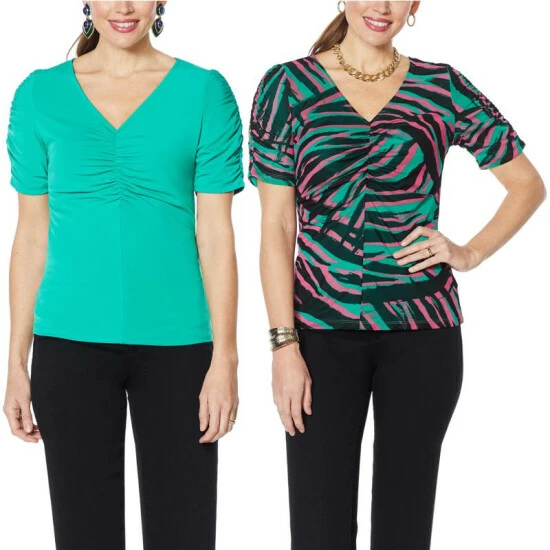 Flash Sale 👍 IMAN Global Chic Reversible Knit Top With Shirred Details Fuchsia ⌛ - Image 7