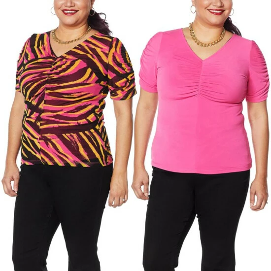 Flash Sale 👍 IMAN Global Chic Reversible Knit Top With Shirred Details Fuchsia ⌛ - Image 8