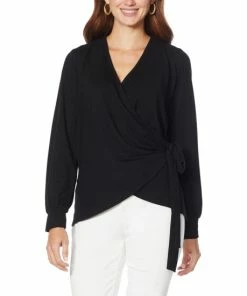 Discount ⌛ IMAN Global Chic Side-Tie Wrap Top Blue Snake 😍